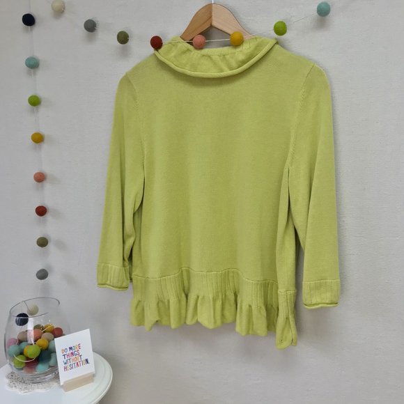 3/4 Sleeve Ruffled Edge Open Front Cardigan - Picture 5 of 13